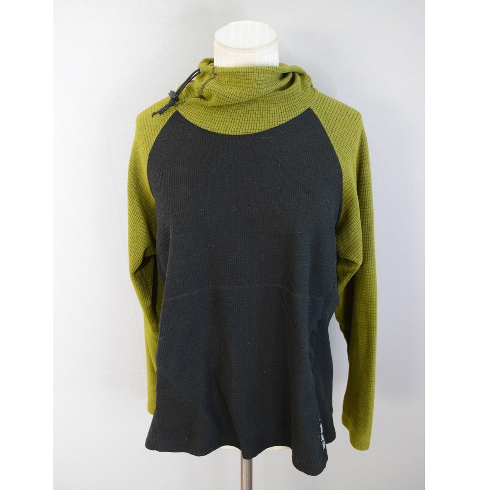Melanzana Micro Grid Fleece Hoodie Large V1 Black Green Women Colorado READ